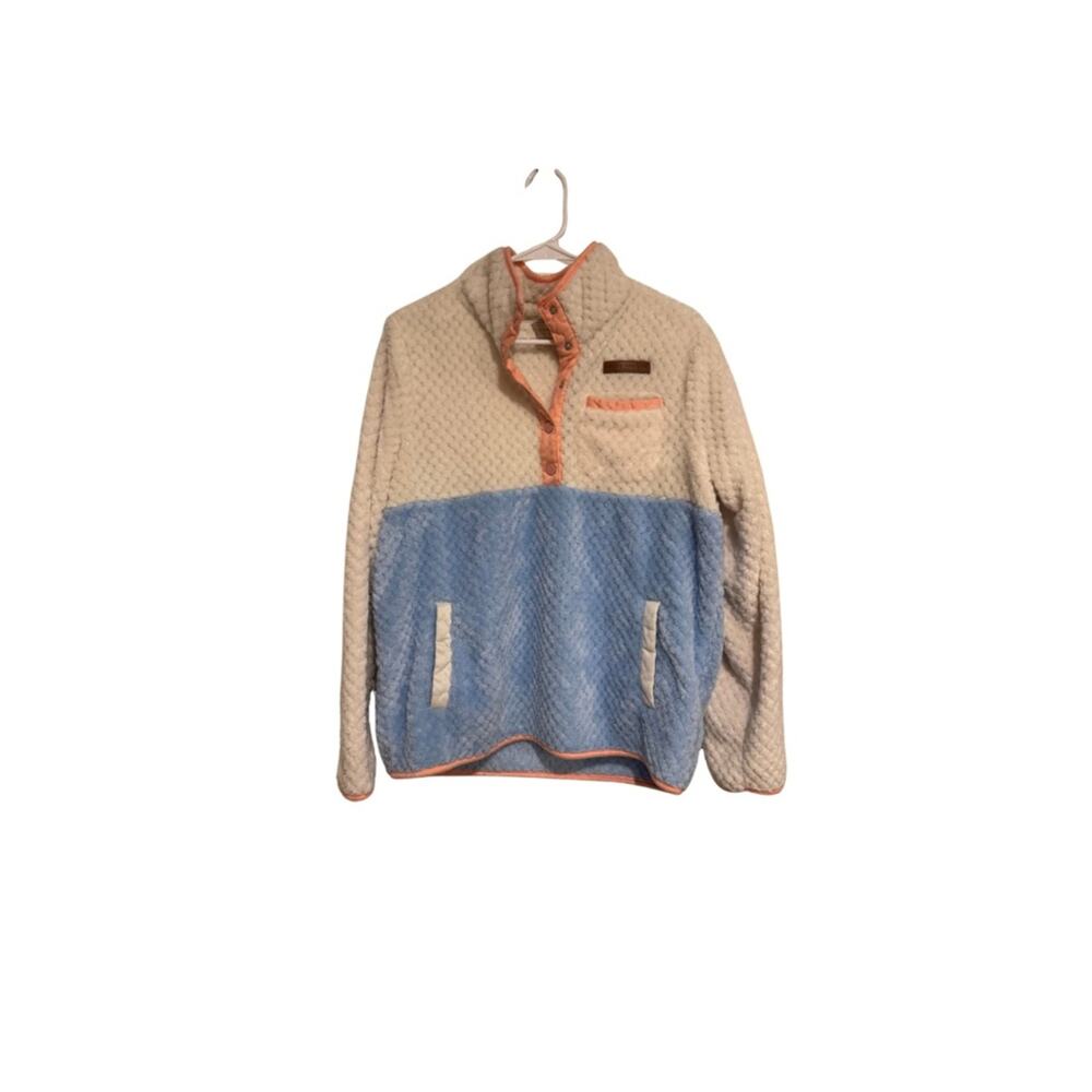 Simply Southern Cream and Light Blue Colorblock Quilted Pullover - Picture 1 of 4